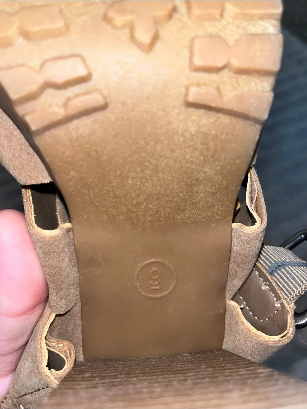 Universal Thread Tan Suede Strappy Wedge heels with Buckle
